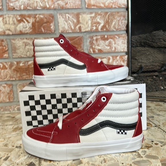 Vans Skate Sk8 hi Sport leather chilly pepper true white pop Cush - Picture 1 of 10